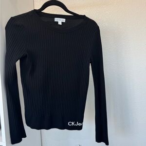Calvin Klein Black Ribbed Blouse